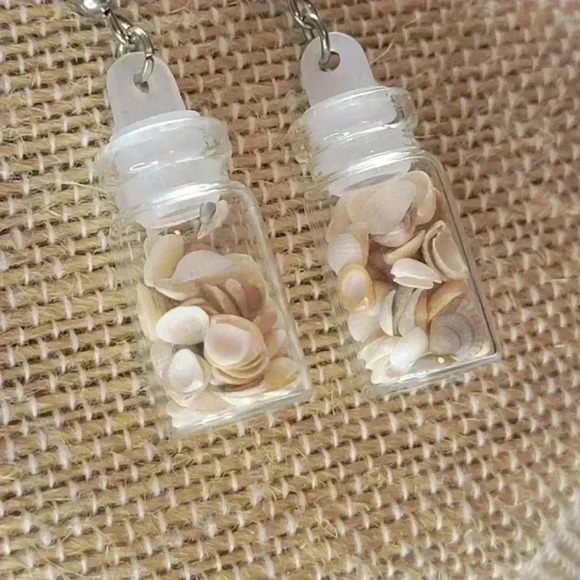 Tiny Bitty Seashell Earrings In A Glass Jar - Picture 3 of 5